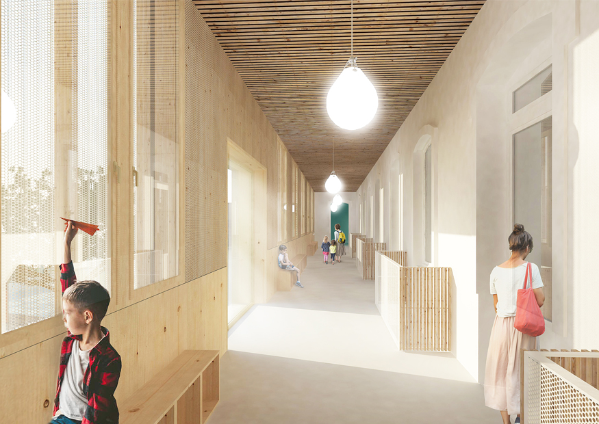 école coursive bois